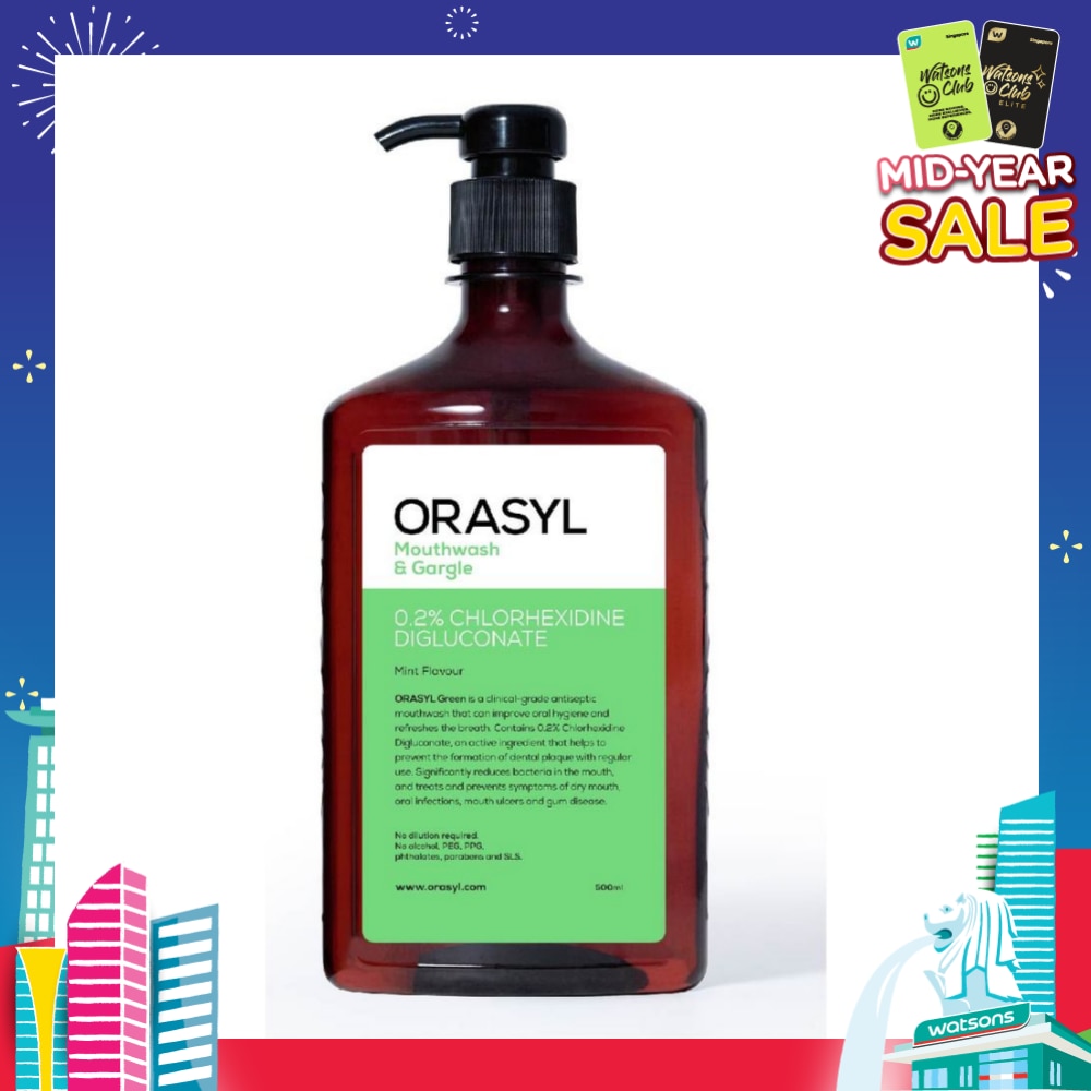 Mouthwash & Gargle Green 0.2% Chlorhexidine Digluconate Mint Flavor 500ml