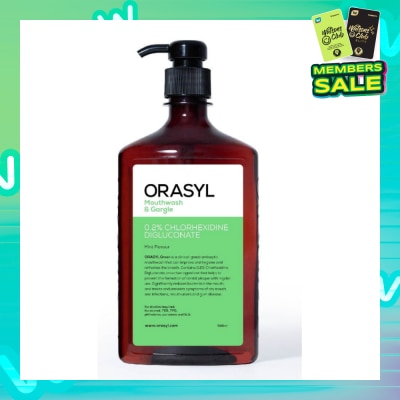 ORASYL Mouthwash & Gargle Green 0.2% Chlorhexidine Digluconate Mint Flavor 500ml
