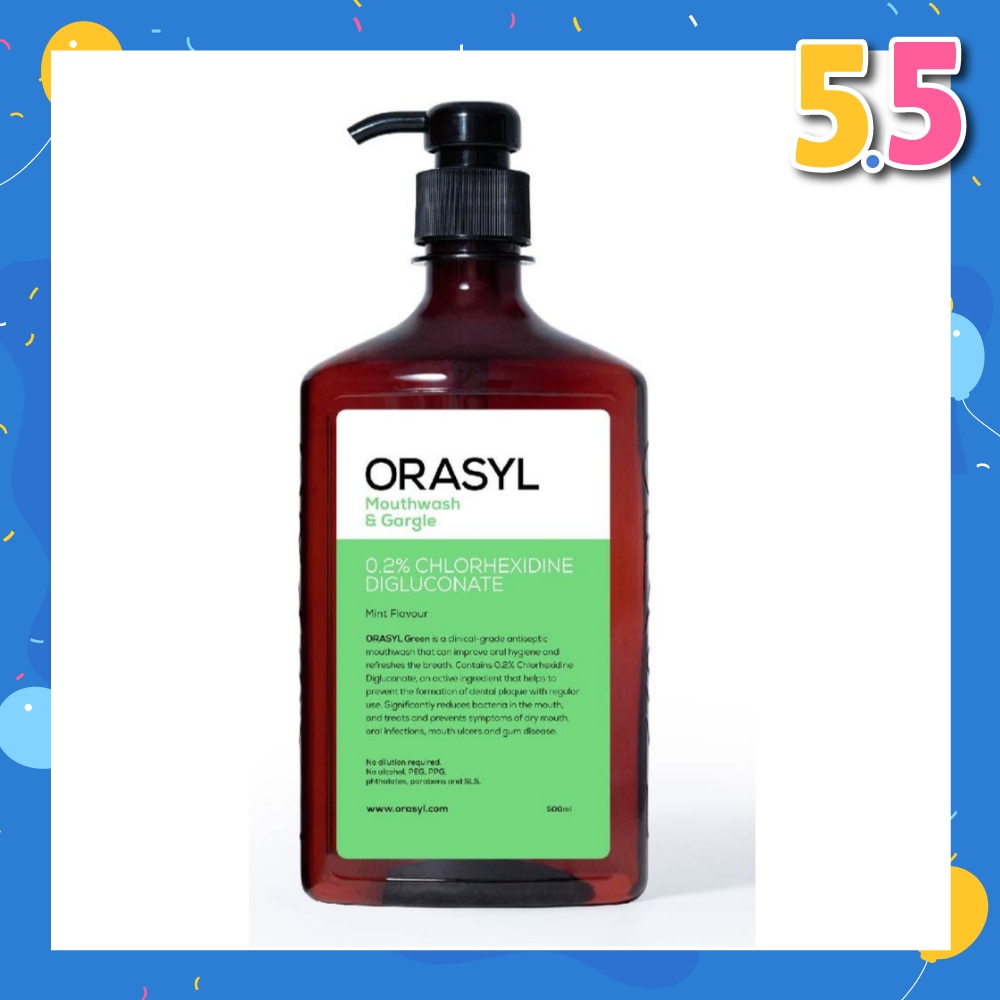 Mouthwash & Gargle Green 0.2% Chlorhexidine Digluconate Mint Flavor 500ml