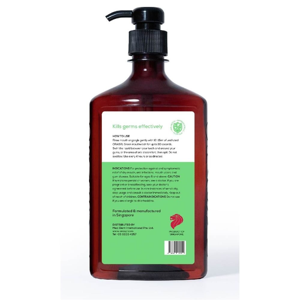 Mouthwash & Gargle Green 0.2% Chlorhexidine Digluconate Mint Flavor 500ml