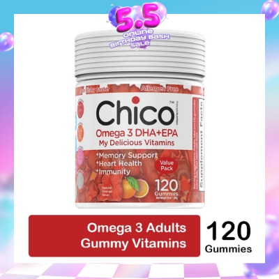 CHICO - Omega 3 DHA + EPA Vitamin Gummies Natural Orange Flavour 120s (Expiry: Oct`2026)