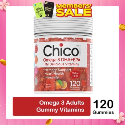 CHICO Omega 3 DHA + EPA Vitamin Gummies Natural Orange Flavour 120s (Expiry: April`2026)