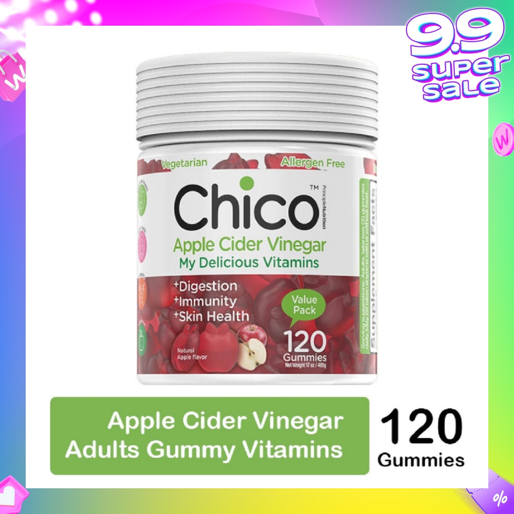 Apple Cider Vinegar Vitamin Gummies Natural Apply Flavour (Vegetarian + Allergen Free) 120s