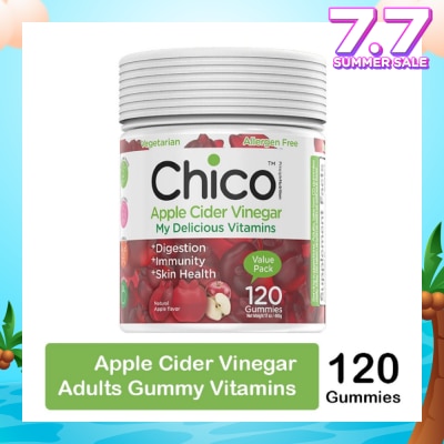 CHICO Apple Cider Vinegar Vitamin Gummies Natural Apply Flavour (Vegetarian + Allergen Free) 120s