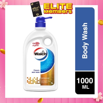 WALCH Anti-bacterial Body Wash Classic (Kills 99.9% Harmful Germs + Gentle On Skin + Clean & Healthy Protection) 1000ml (Expiry: Feb`2026)