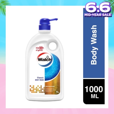 WALCH Anti-bacterial Body Wash Classic (Kills 99.9% Harmful Germs + Gentle On Skin + Clean & Healthy Protection) 1000ml (Expiry: Feb`2026)