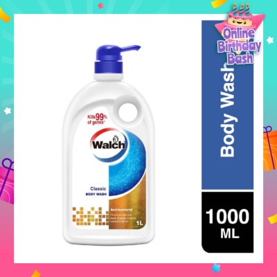 WALCH Anti-bacterial Body Wash Classic (Kills 99.9% Harmful Germs + Gentle On Skin + Clean & Healthy Protection) 1000ml (Expiry: Feb`2026)