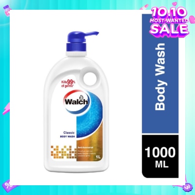 WALCH Anti-bacterial Body Wash Classic (Kills 99.9% Harmful Germs + Gentle On Skin + Clean & Healthy Protection) 1000ml (Expiry: Feb`2026)