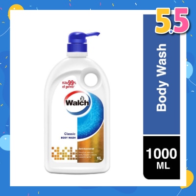 WALCH Anti-bacterial Body Wash Classic (Kills 99.9% Harmful Germs + Gentle On Skin + Clean & Healthy Protection) 1000ml