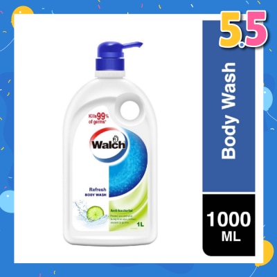 WALCH Anti-bacterial Body Wash Refresh (Kills 99.9% Harmful Germs + Gentle On Skin + Clean & Healthy Protection) 1000ml