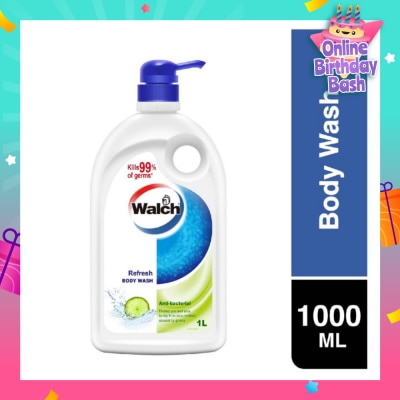 WALCH Anti-bacterial Body Wash Refresh (Kills 99.9% Harmful Germs) 1000ml (Expiry: Oct`2025)