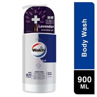 WALCH Anti-bacterial Lavender Essential Oil Body Wash (Kills 99.9% Germs + Contains Plant-Based Ingredients + Silicones & Parabens Free) 900ml