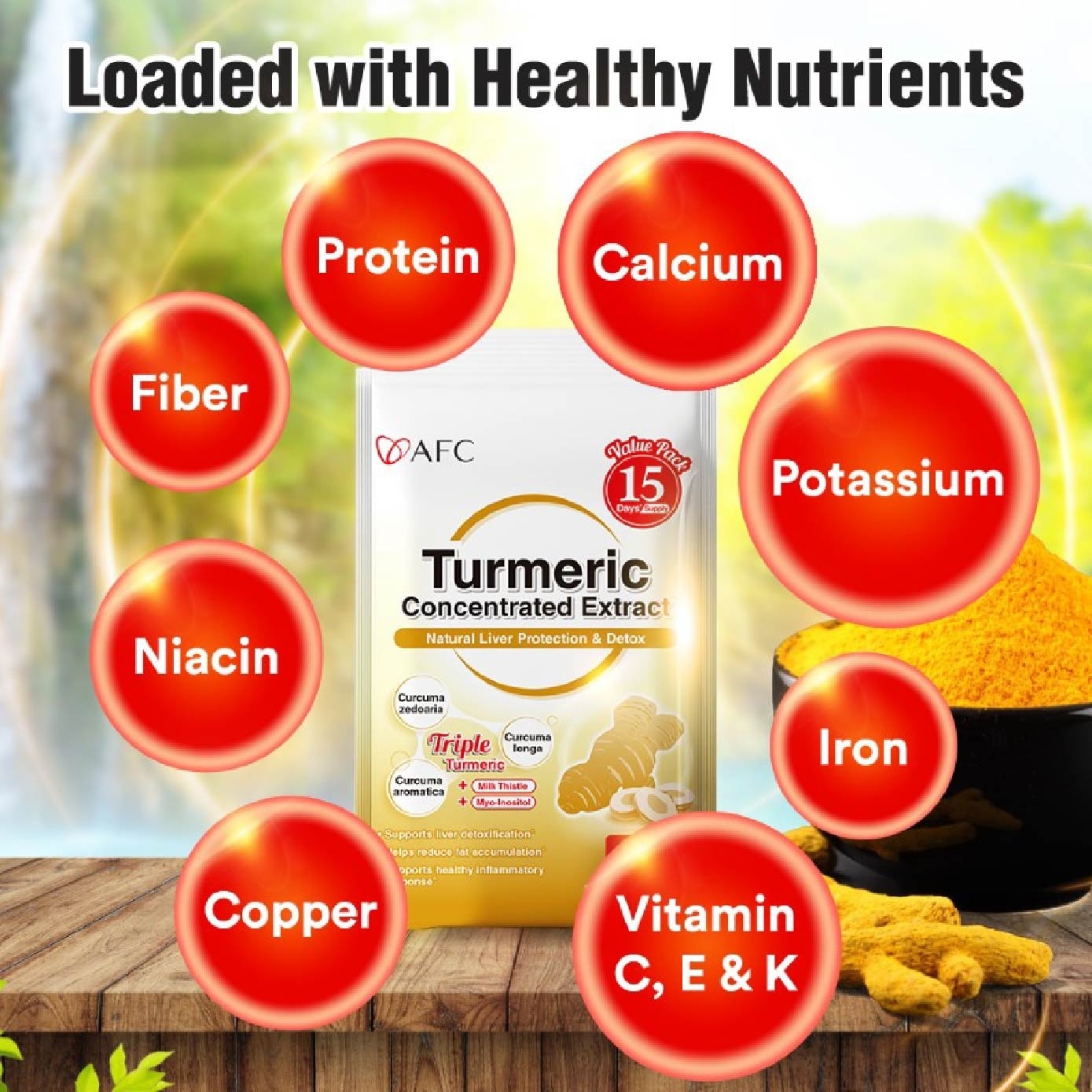 Turmeric Concentrated Extract (Triple Turmeric with Milk Thistle for Natural Detox, Digestion, Slimming, Immunity & Liver Health) 60s