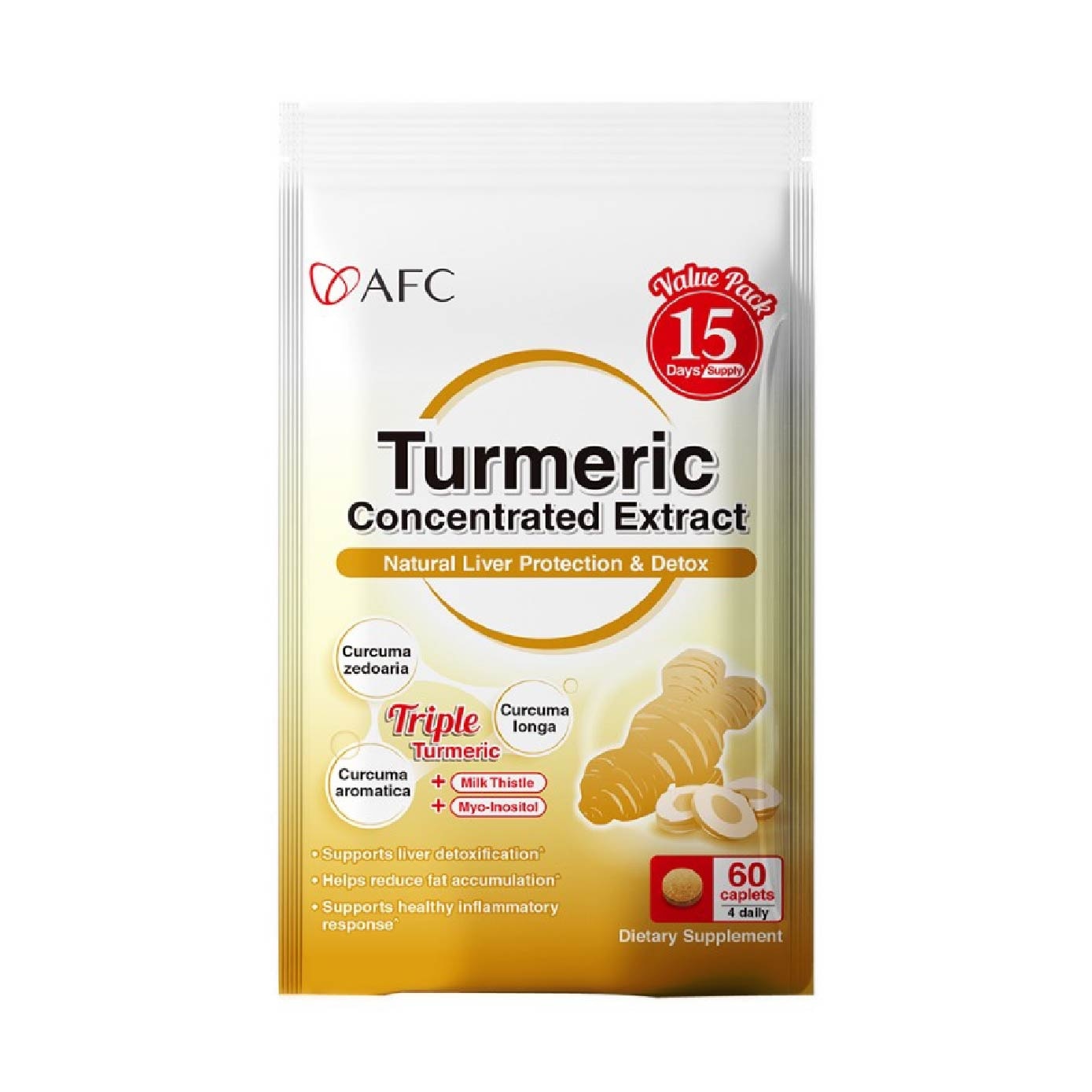 Turmeric Concentrated Extract (Triple Turmeric with Milk Thistle for Natural Detox, Digestion, Slimming, Immunity & Liver Health) 60s