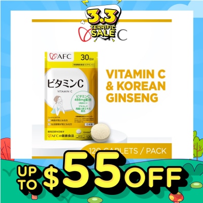 AFC Vitamin C with Ginseng Dietary Supplement (for Immunity, Health, Energy & Skin) 120s