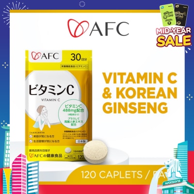 AFC Vitamin C with Ginseng Dietary Supplement (for Immunity, Health, Energy & Skin) 120s
