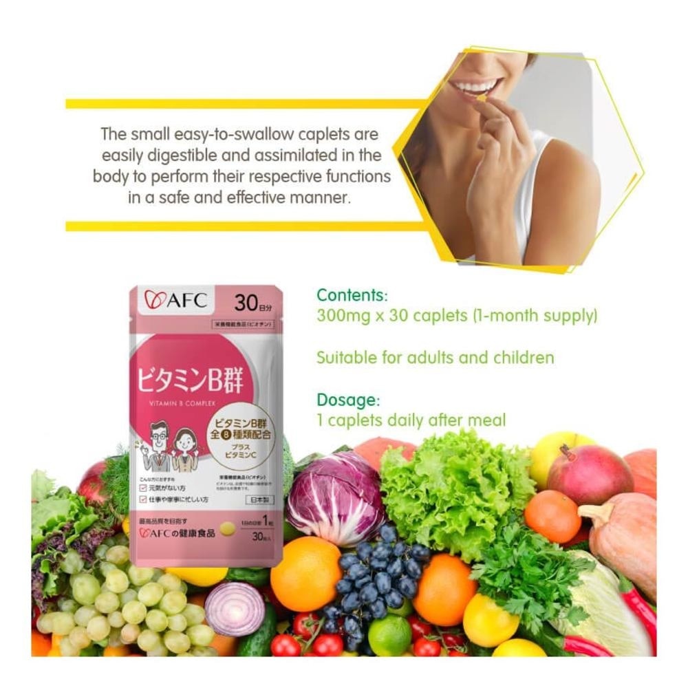 Vitamin B Complex Dietary Supplement Caplet (Promote Metabolism, Energy Production, Relieve Fatigue, Improve Overall Well-being) 30s