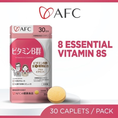 AFC Vitamin B Complex Dietary Supplement Caplet (Promote Metabolism, Energy Production, Relieve Fatigue, Improve Overall Well-being) 30s