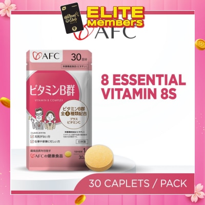 AFC Vitamin B Complex Dietary Supplement Caplet (Promote Metabolism, Energy Production, Relieve Fatigue, Improve Overall Well-being) 30s