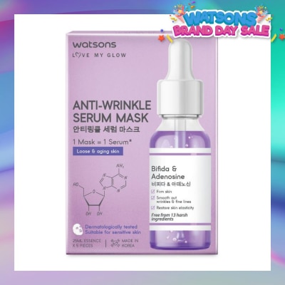 WATSONS Anti-Wrinkle Serum Mask (1 Mask = 1 Serum, Firms skin & Smooths out Wrinkles, Fine Lines), 5s