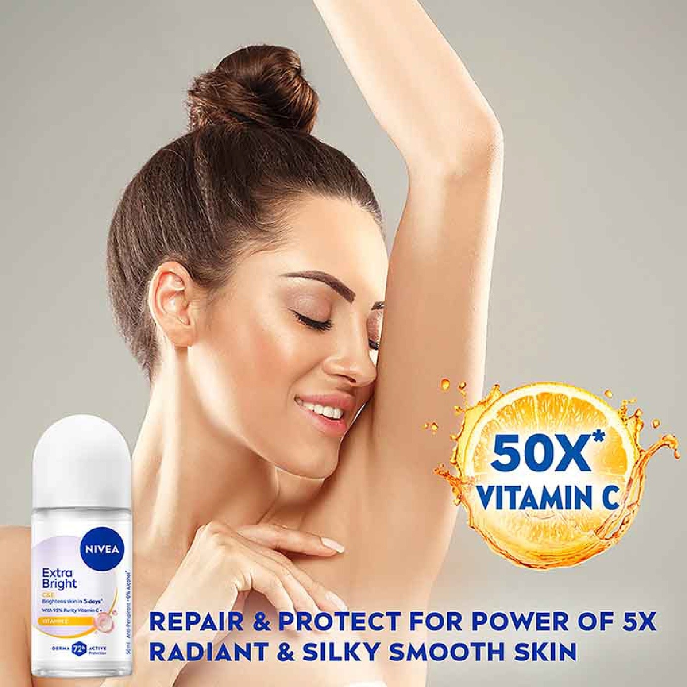 Extra Bright C&E Vitamin Roll On Deodorant (Lasting Fragrance + Repair & Protect with Power 5X Radiance + Silky Smooth Skin) 50ml