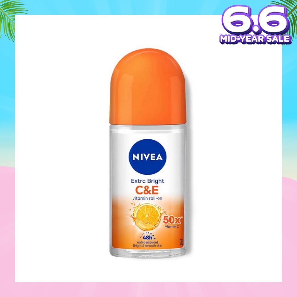 Extra Bright C&E Vitamin Roll On Deodorant (Lasting Fragrance + Repair & Protect with Power 5X Radiance + Silky Smooth Skin) 50ml