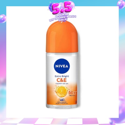 NIVEA - Extra Bright C&E Vitamin Roll On Deodorant (Lasting Fragrance + Repair & Protect with Power 5X Radiance + Silky Smooth Skin) 50ml
