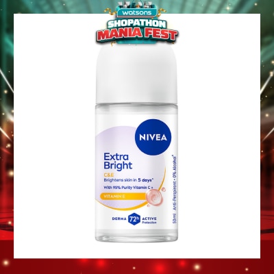 NIVEA - Extra Bright C&E Vitamin Roll On Deodorant (Lasting Fragrance + Repair & Protect with Power 5X Radiance + Silky Smooth Skin) 50ml