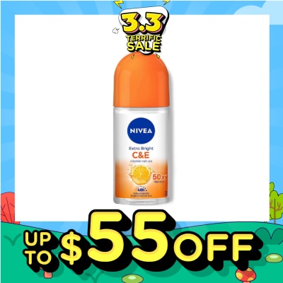 NIVEA Extra Bright C&E Vitamin Roll On Deodorant (Lasting Fragrance + Repair & Protect with Power 5X Radiance + Silky Smooth Skin) 50ml