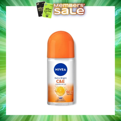 NIVEA - Extra Bright C&E Vitamin Roll On Deodorant (Lasting Fragrance + Repair & Protect with Power 5X Radiance + Silky Smooth Skin) 50ml
