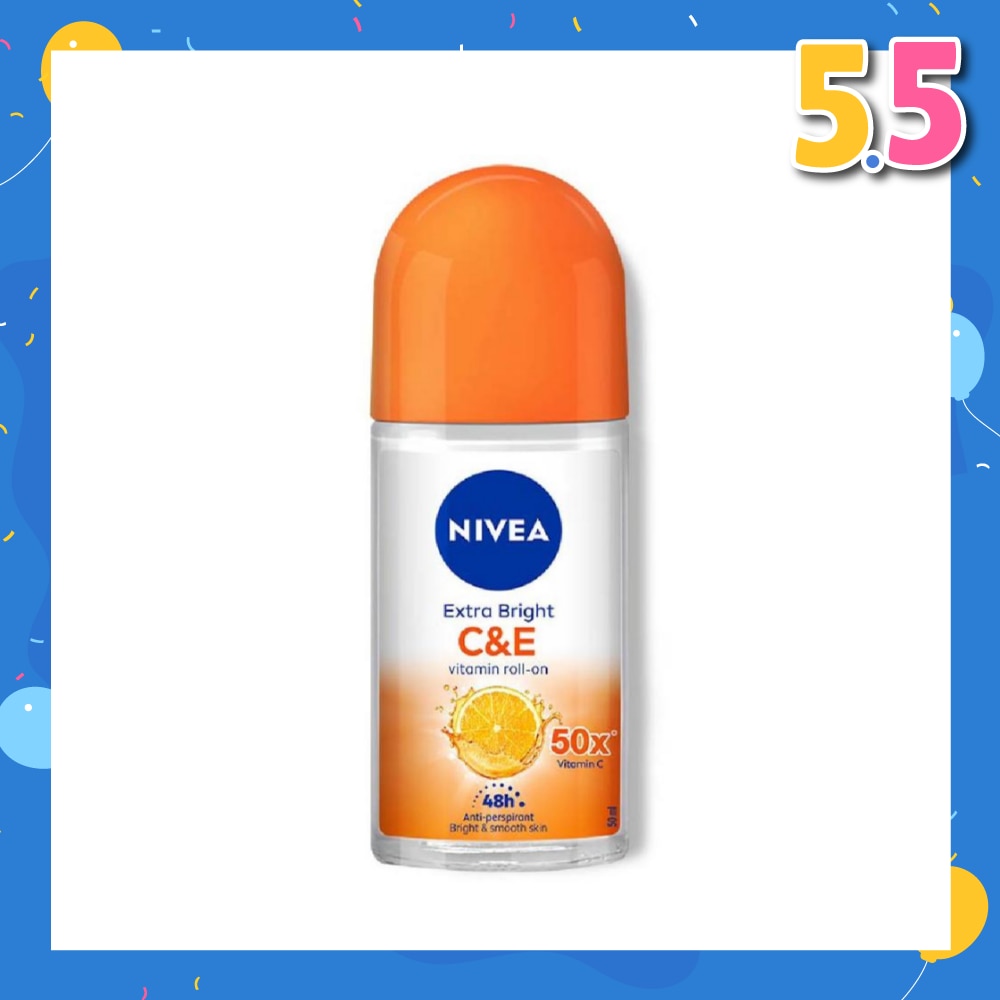 Extra Bright C&E Vitamin Roll On Deodorant (Lasting Fragrance + Repair & Protect with Power 5X Radiance + Silky Smooth Skin) 50ml