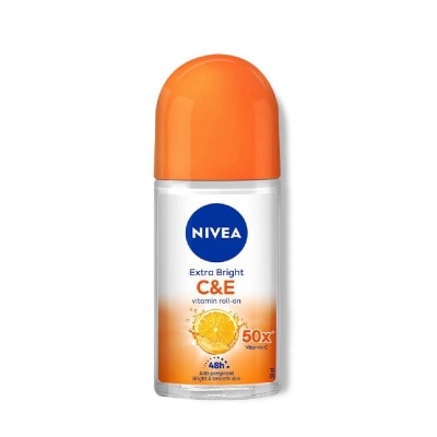 NIVEA Extra Bright C&E Vitamin Roll On Deodorant (Lasting Fragrance + Repair & Protect with Power 5X Radiance + Silky Smooth Skin) 50ml