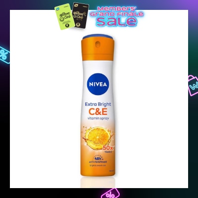 NIVEA Extra Bright C&E Deodorant Vitamin Spray (Lasting Fragrance + Repair & Protect with Power 5X Radiance + Silky Smooth Skin) 150ml