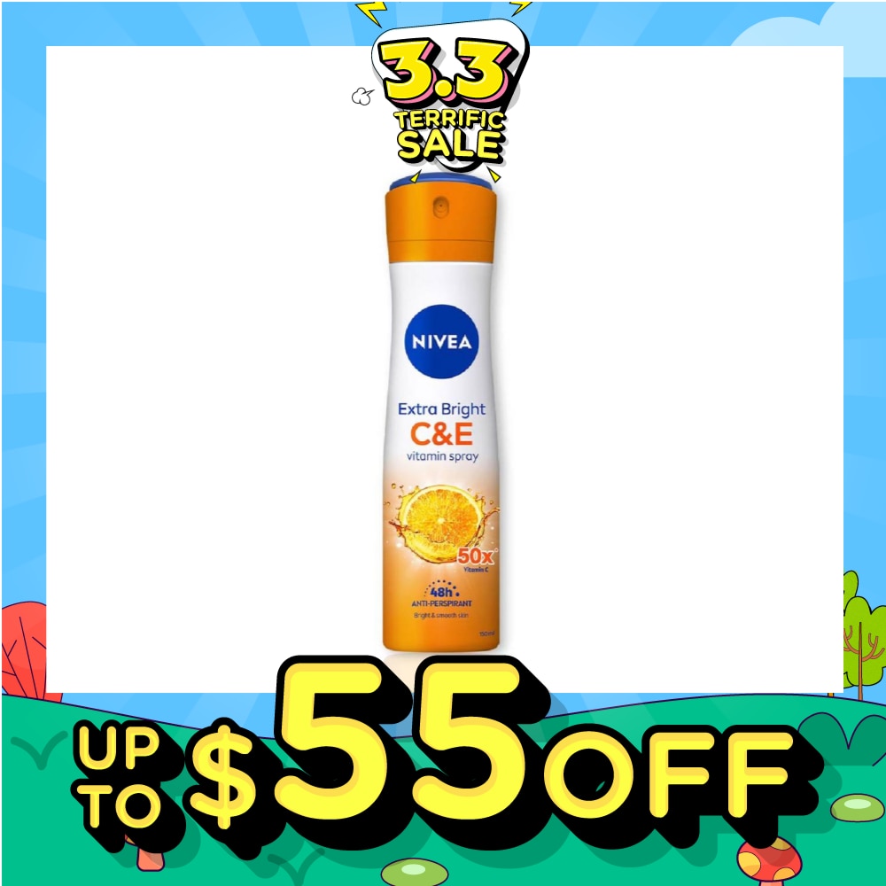 Extra Bright C&E Deodorant Vitamin Spray (Lasting Fragrance + Repair & Protect with Power 5X Radiance + Silky Smooth Skin) 150ml