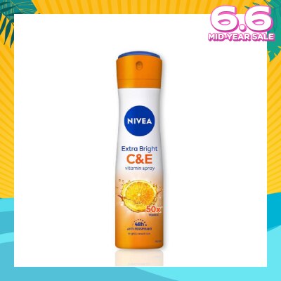 NIVEA Extra Bright C&E Deodorant Vitamin Spray (Lasting Fragrance + Repair & Protect with Power 5X Radiance + Silky Smooth Skin) 150ml