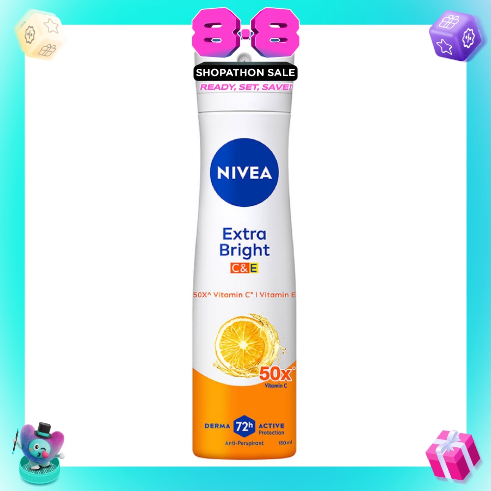 Extra Bright C&E Deodorant Vitamin Spray (Lasting Fragrance + Repair & Protect with Power 5X Radiance + Silky Smooth Skin) 150ml