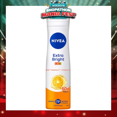 NIVEA - Extra Bright C&E Deodorant Vitamin Spray (Lasting Fragrance + Repair & Protect with Power 5X Radiance + Silky Smooth Skin) 150ml