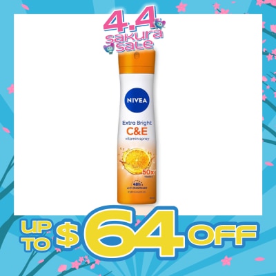 NIVEA - Extra Bright C&E Deodorant Vitamin Spray (Lasting Fragrance + Repair & Protect with Power 5X Radiance + Silky Smooth Skin) 150ml