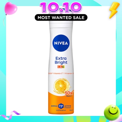 NIVEA Extra Bright C&E Deodorant Vitamin Spray (Lasting Fragrance + Repair & Protect with Power 5X Radiance + Silky Smooth Skin) 150ml image