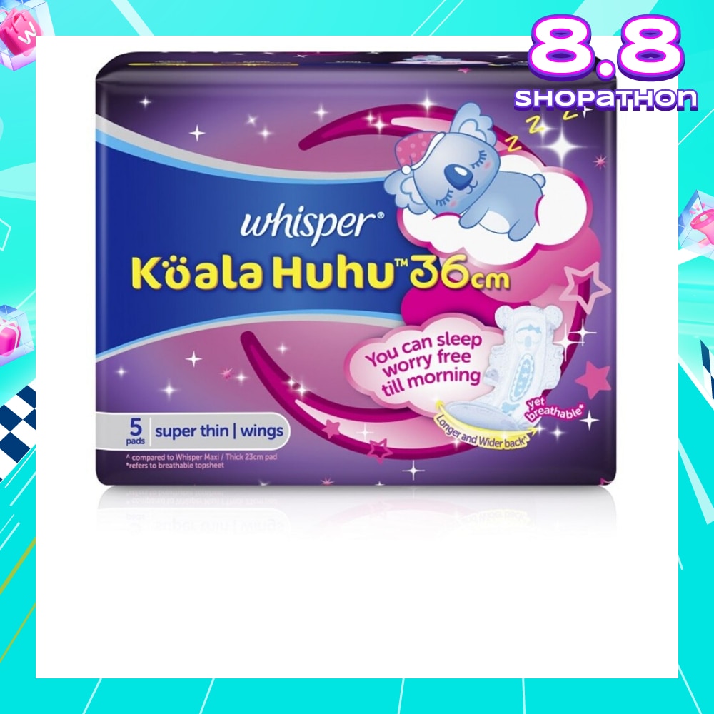 Koala Huhu 36cm Maximum All Night Super Thin With Wings Sanitary Pads 5 Pads