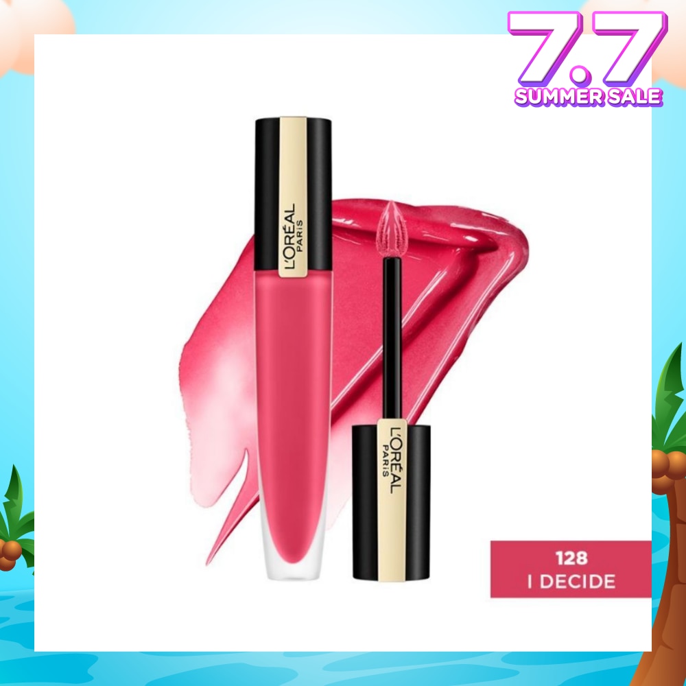L'OREAL PARIS MAKEUP Rouge Signature Matte Lip Colour Liquid Lipstick 128 I Decide 7ml