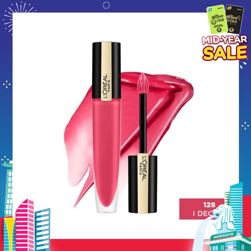 L'OREAL PARIS MAKEUP Rouge Signature Matte Lip Colour Liquid Lipstick 128 I Decide 7ml