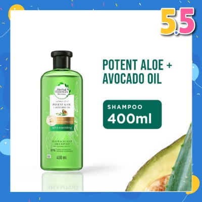 HERBAL ESSENCES Bio:Renew Potent Aloe & Avocado Oil Shampoo (100% Sulphate Free) 400ml