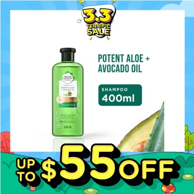 HERBAL ESSENCES Bio:Renew Potent Aloe & Avocado Oil Shampoo (100% Sulphate Free) 400ml