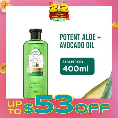 HERBAL ESSENCES Bio:Renew Potent Aloe & Avocado Oil Shampoo (100% Sulphate Free) 400ml