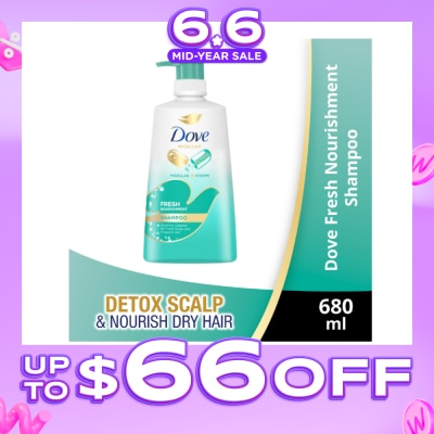 DOVE - Fresh Nourishment Micellar Shampoo 650ml (For Itchy Scalp and Dandruff Prone Hair)