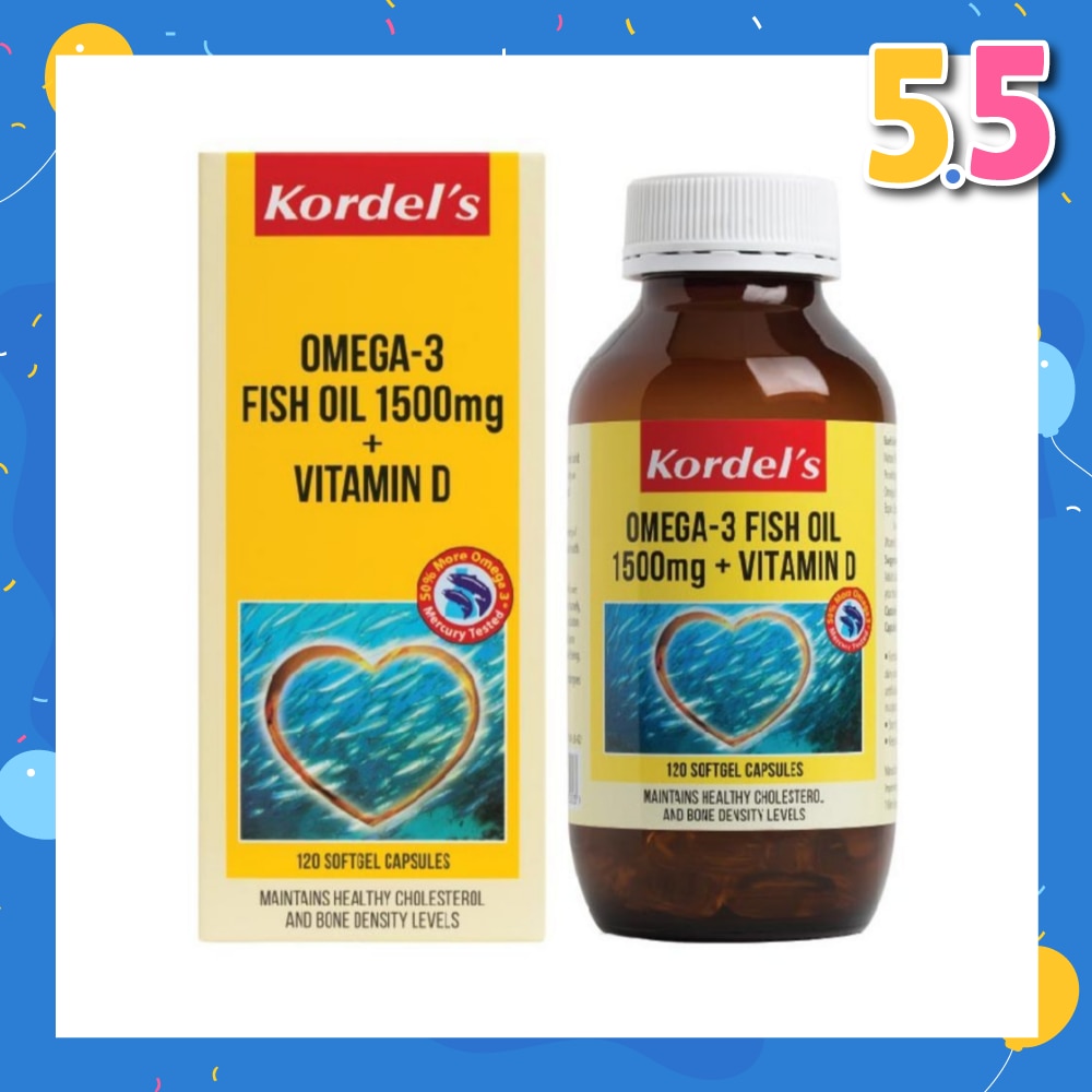 Omega 3 Fish Oil 1500 mg + Vitamin D 120s