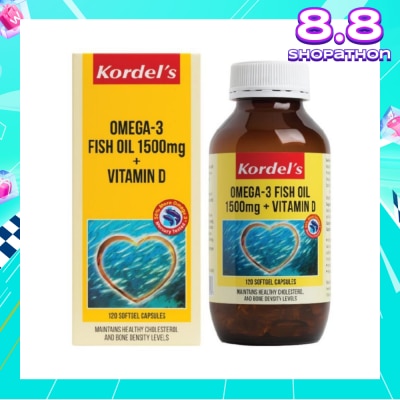 KORDEL'S Omega 3 Fish Oil 1500 mg + Vitamin D 120s