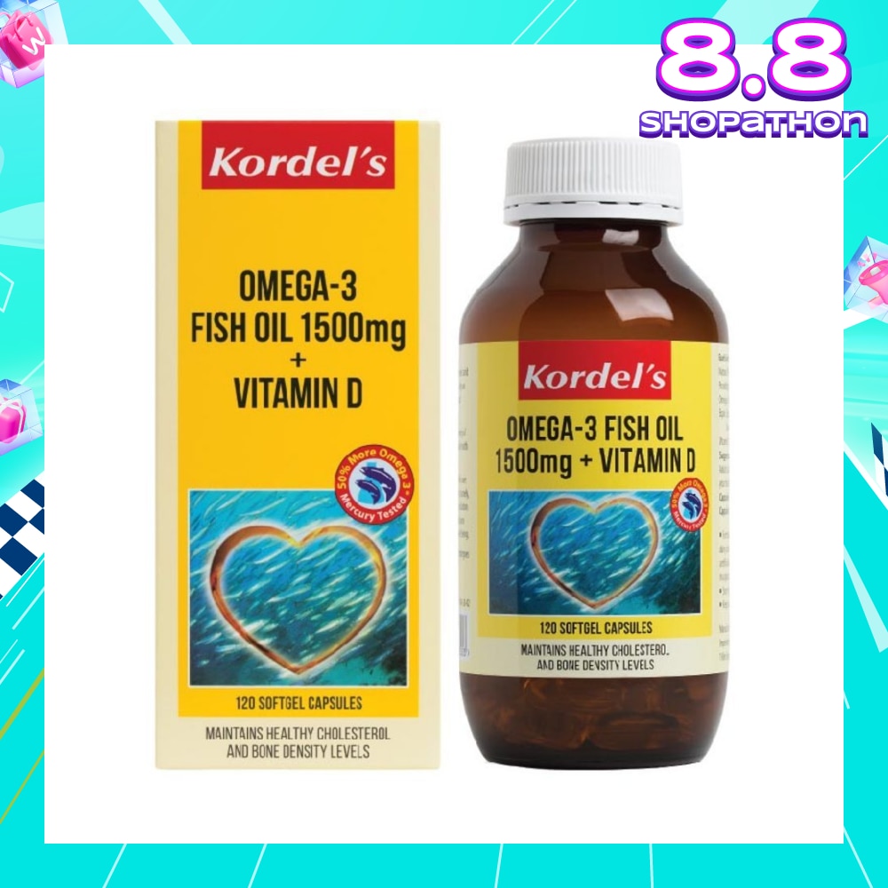 Omega 3 Fish Oil 1500 mg + Vitamin D 120s