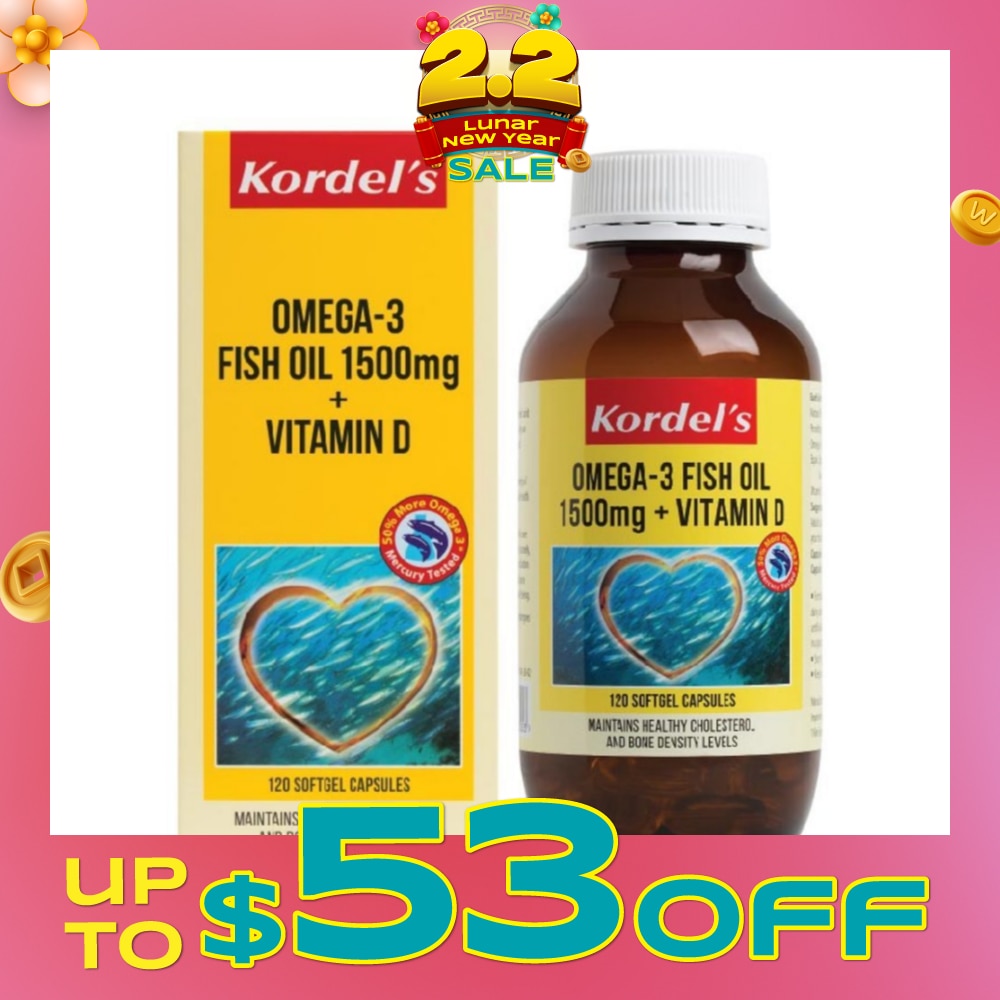 Omega 3 Fish Oil 1500 mg + Vitamin D 120s (Expiry: Oct`2026)